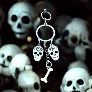 🆕 Sugar Skulls and Bones Pendant Necklace  Stainless Steel